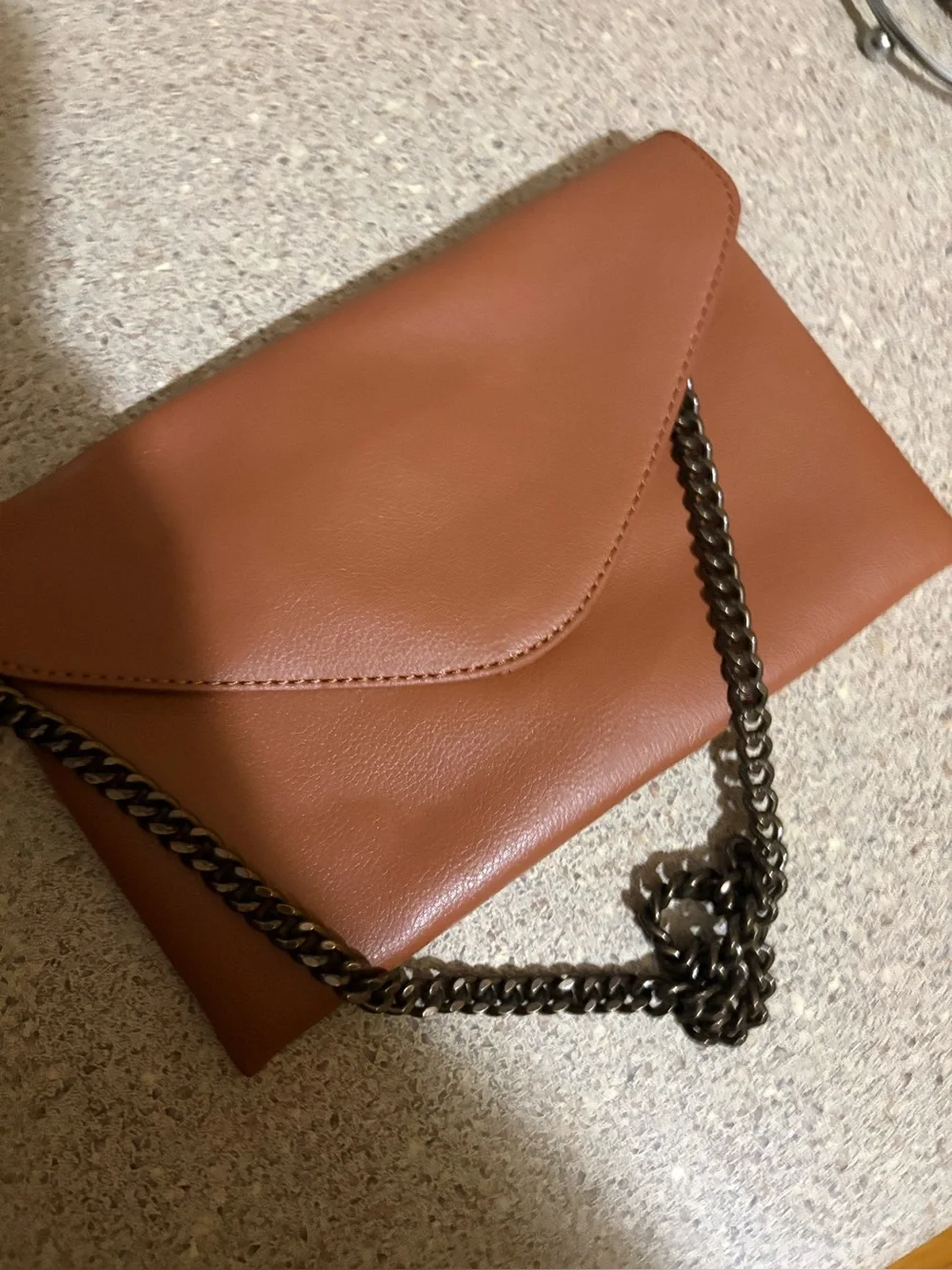 J. Crew Envelope Chain Strap Crossbody Bag in Brown (10.25” x 6.75” Size)